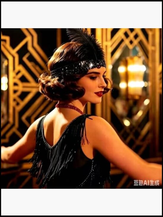 1920s Flapper Headband Black Sequins Feather Gatsby Party Hair Accessory 20 Pack main image 5